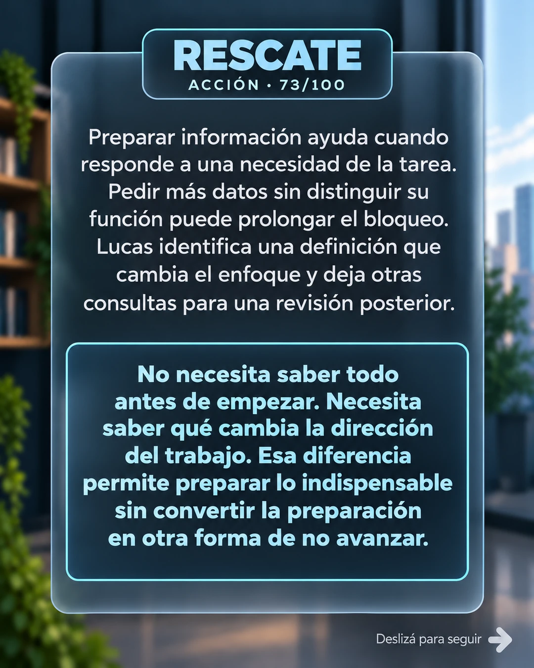 Rescate 73/100 · Preparar lo imprescindible