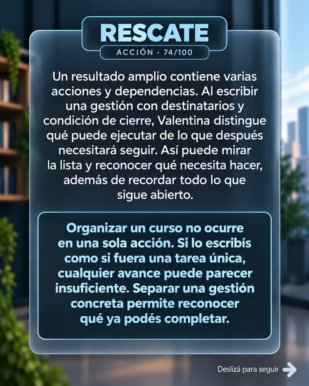 Rescate 74/100 · Precisar una acción