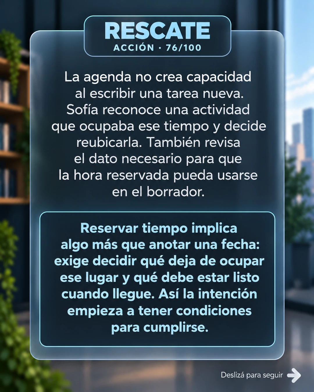 Rescate 76/100 · Reservar capacidad