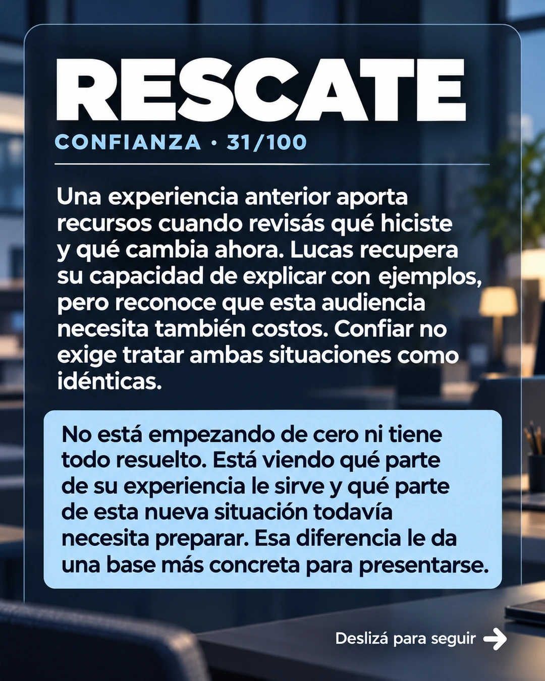 Rescate 31/100 · Recuperar experiencia