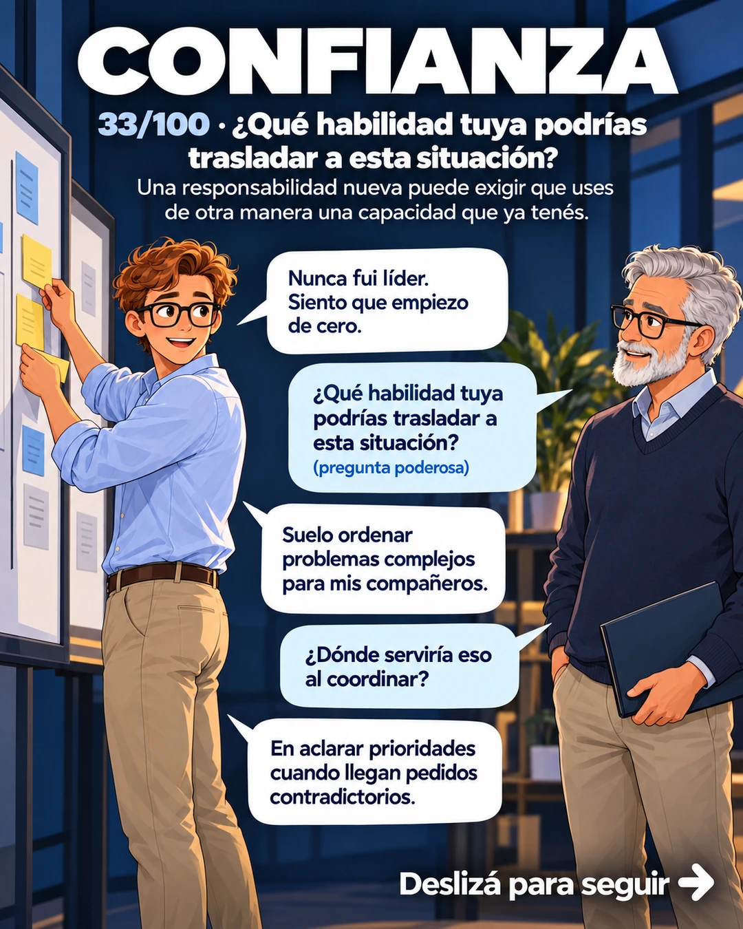 33/100 · ¿Qué habilidad tuya podrías trasladar a esta situación?