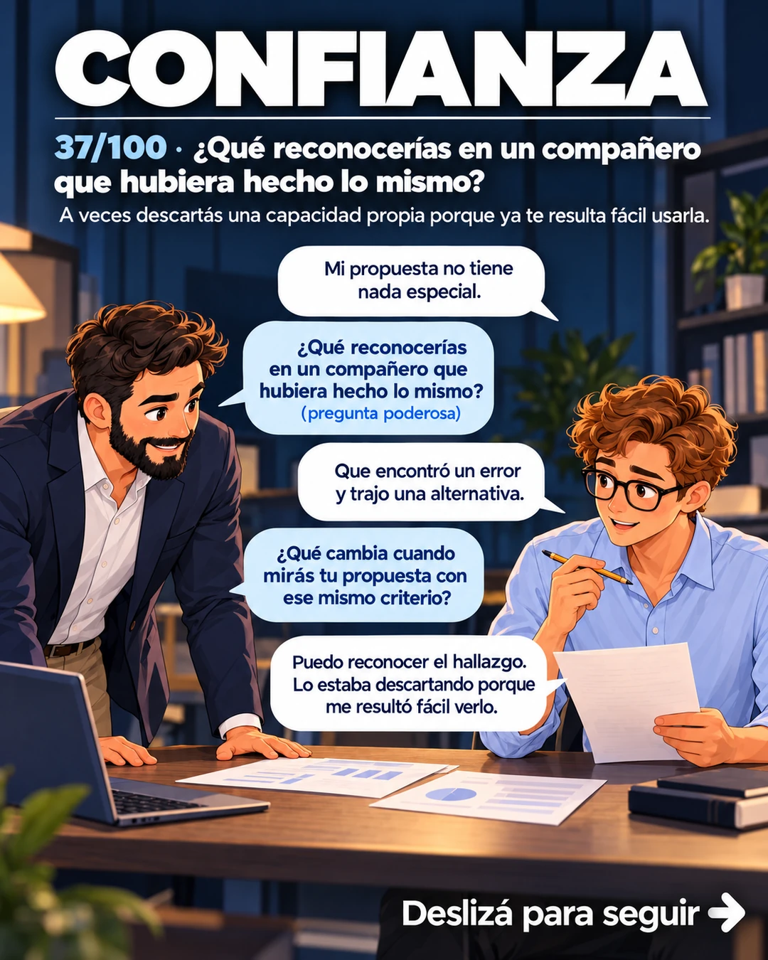 37/100 · ¿Qué reconocerías en un compañero que hubiera hecho lo mismo?