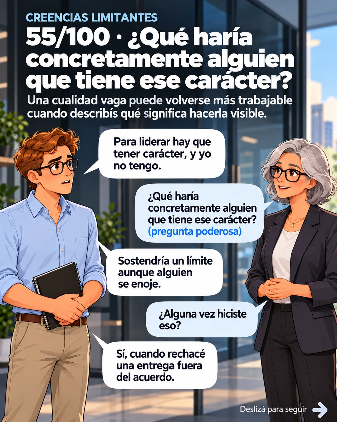 55/100 · ¿Qué haría concretamente alguien que tiene ese carácter?