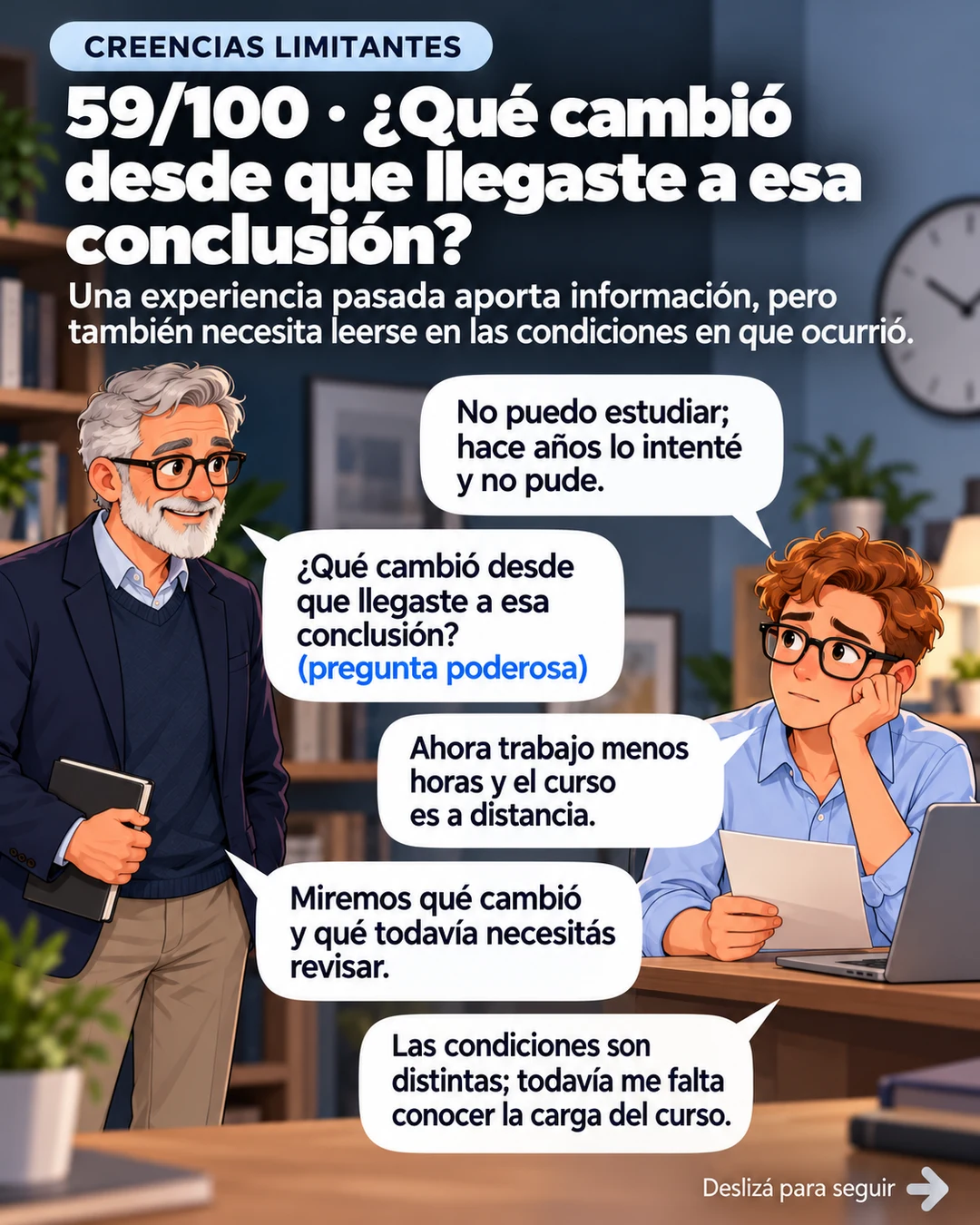 59/100 · ¿Qué cambió desde que llegaste a esa conclusión?