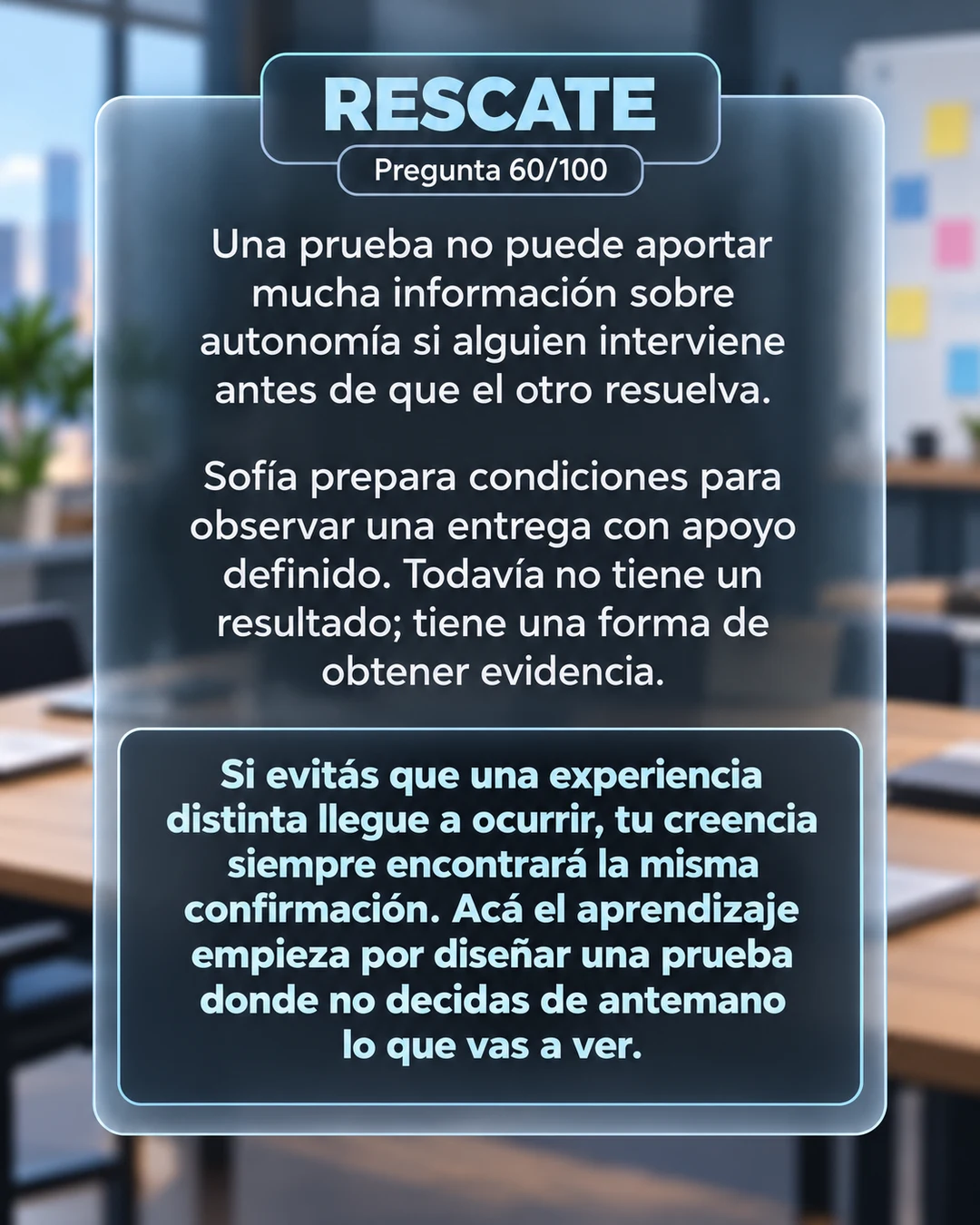 Rescate 60/100: dejar espacio a una evidencia distinta