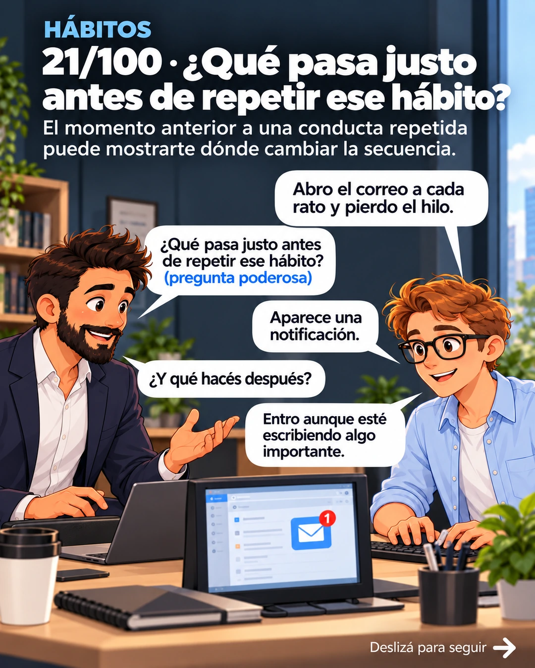 21/100 · ¿Qué pasa justo antes de repetir ese hábito?