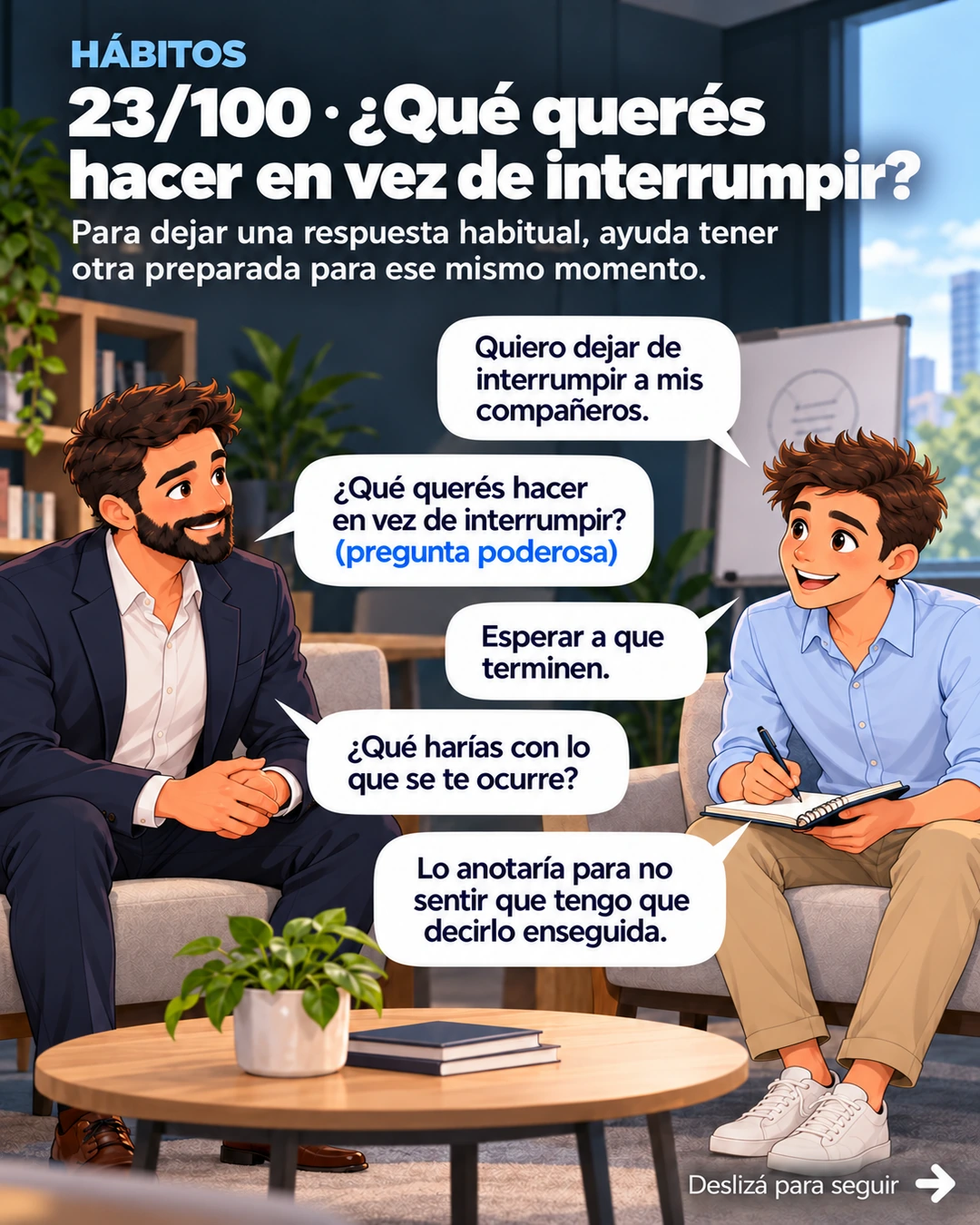 23/100 · ¿Qué querés hacer en vez de interrumpir?