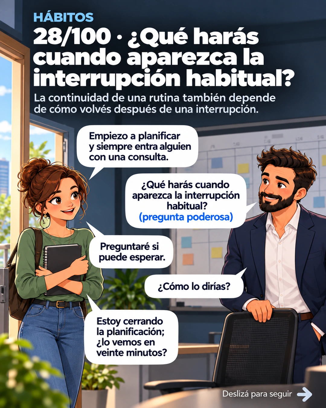 28/100 · ¿Qué harás cuando aparezca la interrupción habitual?